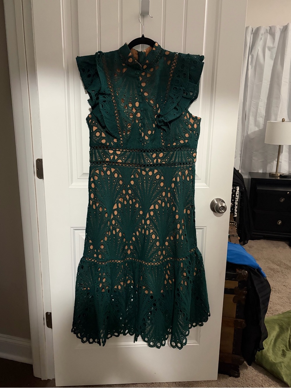 Elegant Green Lace Fit-and-Flare Dress